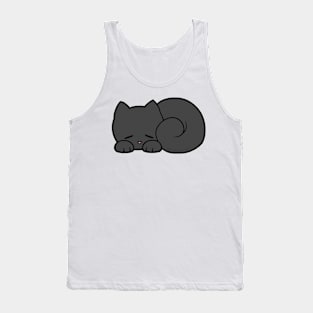 Sleepy Cat - Black Tank Top